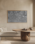 Plakat - Gray vintage map of Grenoble downtown France