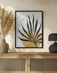 Plakat - Tropical sun and palm leaf