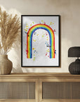 Plakat - Rainbow watercolor with splatters