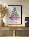 Plakat - Floral watercolor merry Christmas tree