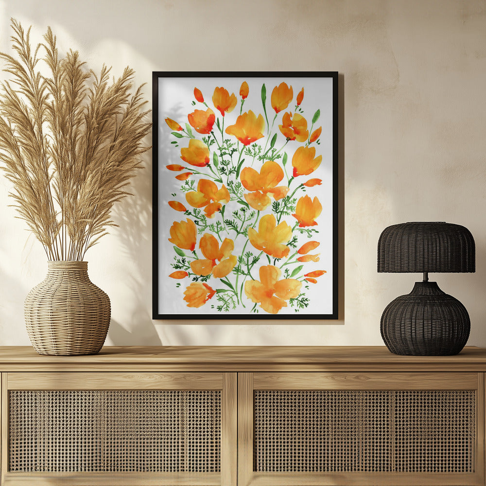 Plakat - Watercolor California poppies