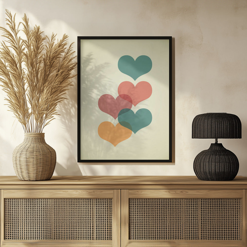 Plakat - Mid century hearts I