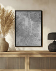 Plakat - Map of Madrid (Spain) in gray vintage style