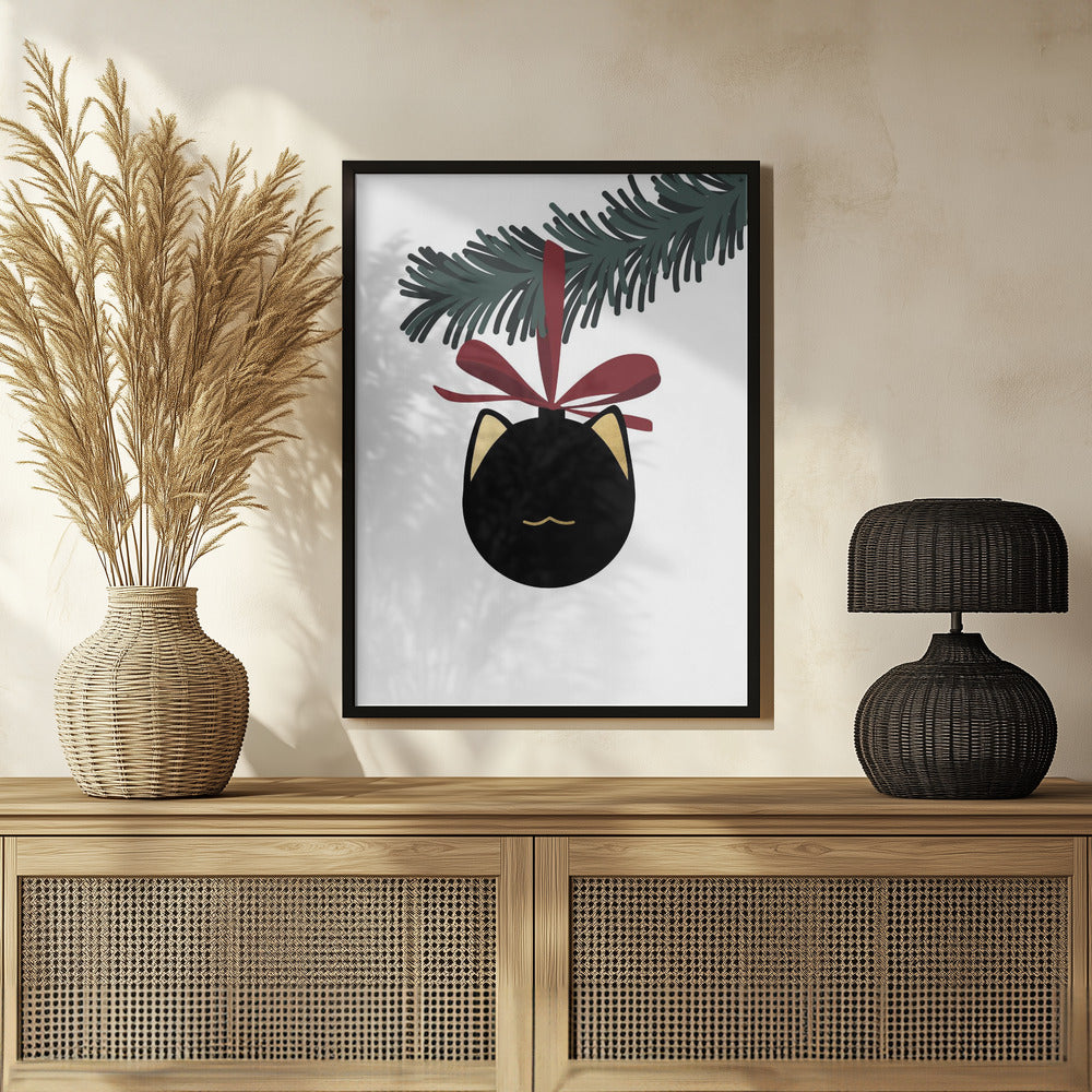 Plakat - Meowrry bauble (black white)