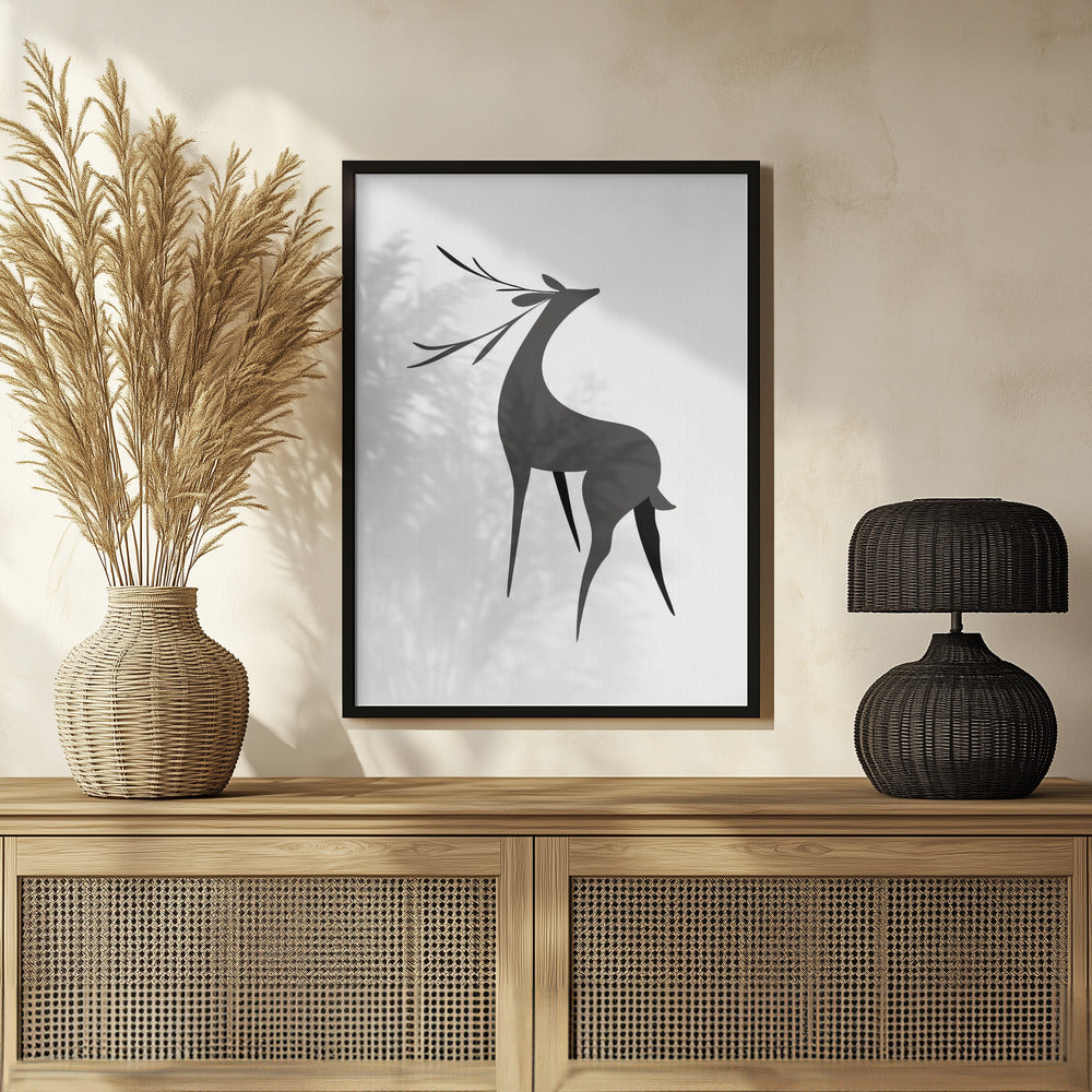 Plakat - Stylized retro deer (grey)