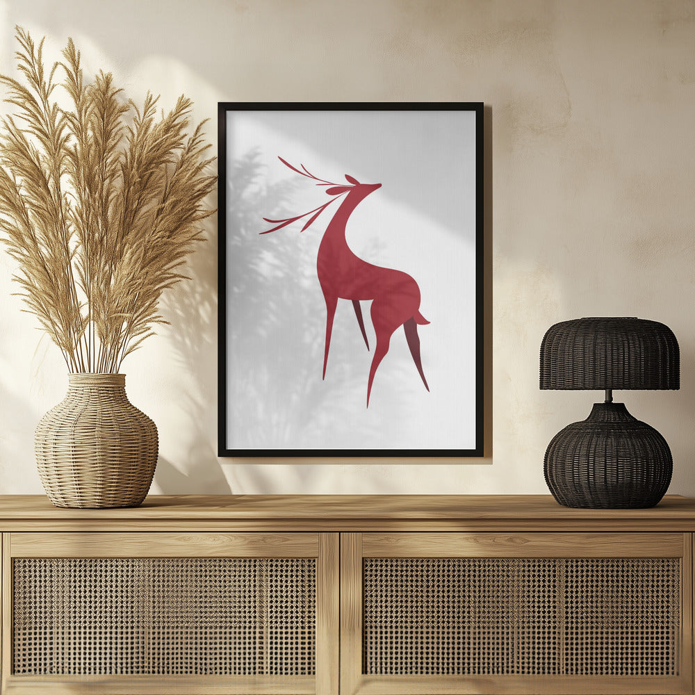 Plakat - Stylized retro deer (red)