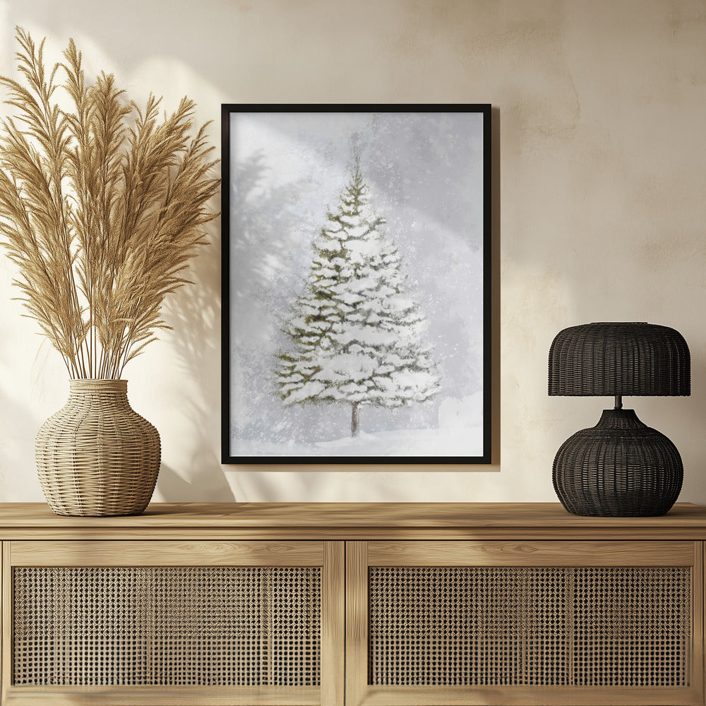 Plakat - Lone fir in the snow