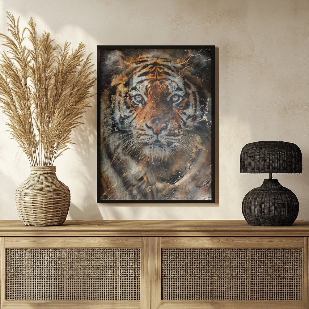 Poster - Tiger Animal Vintage Art Illustration Wallart 04