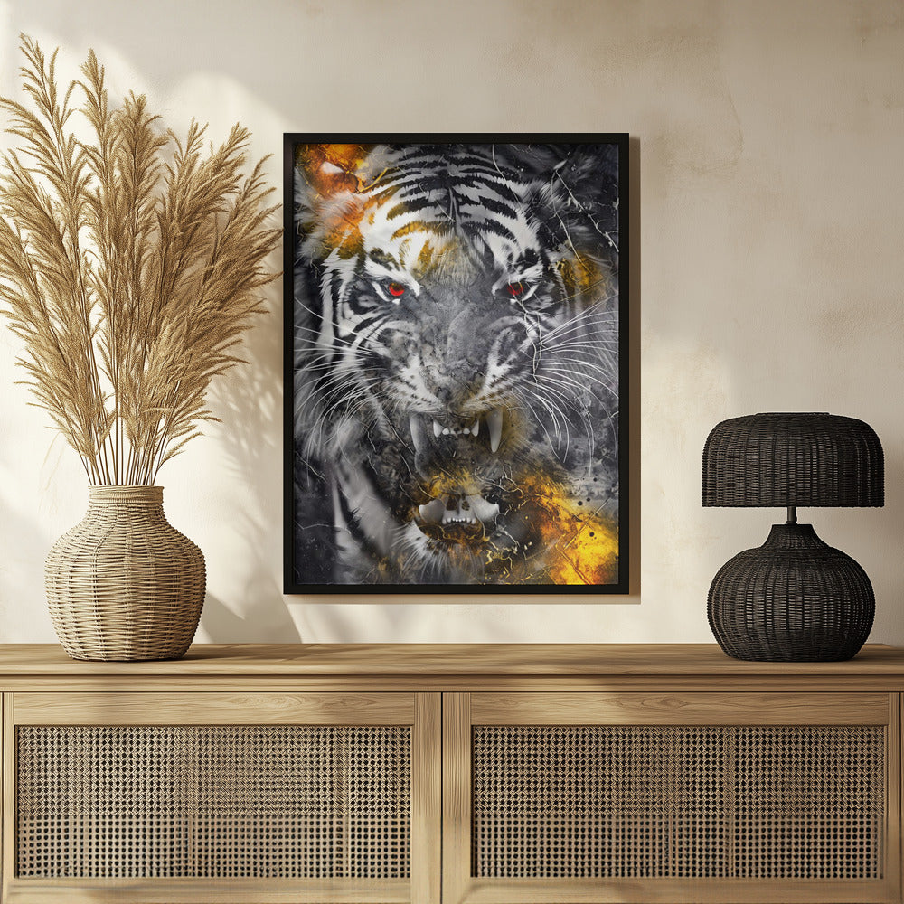 Poster - Tiger Animal Vintage Art Illustration Wallart 07