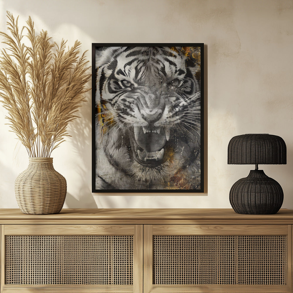 Poster - Tiger Animal Vintage Art Illustration Wallart 09