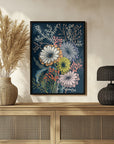 Plakat - Springtime Daisies Dark Blue