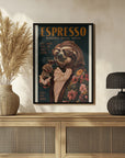 Plakat - Art Deco Espresso Martini Drinking Sloth