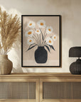 Plakat - White Flowers in Black Vase