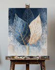 Canvas - Abstract Leaves in Blues 1