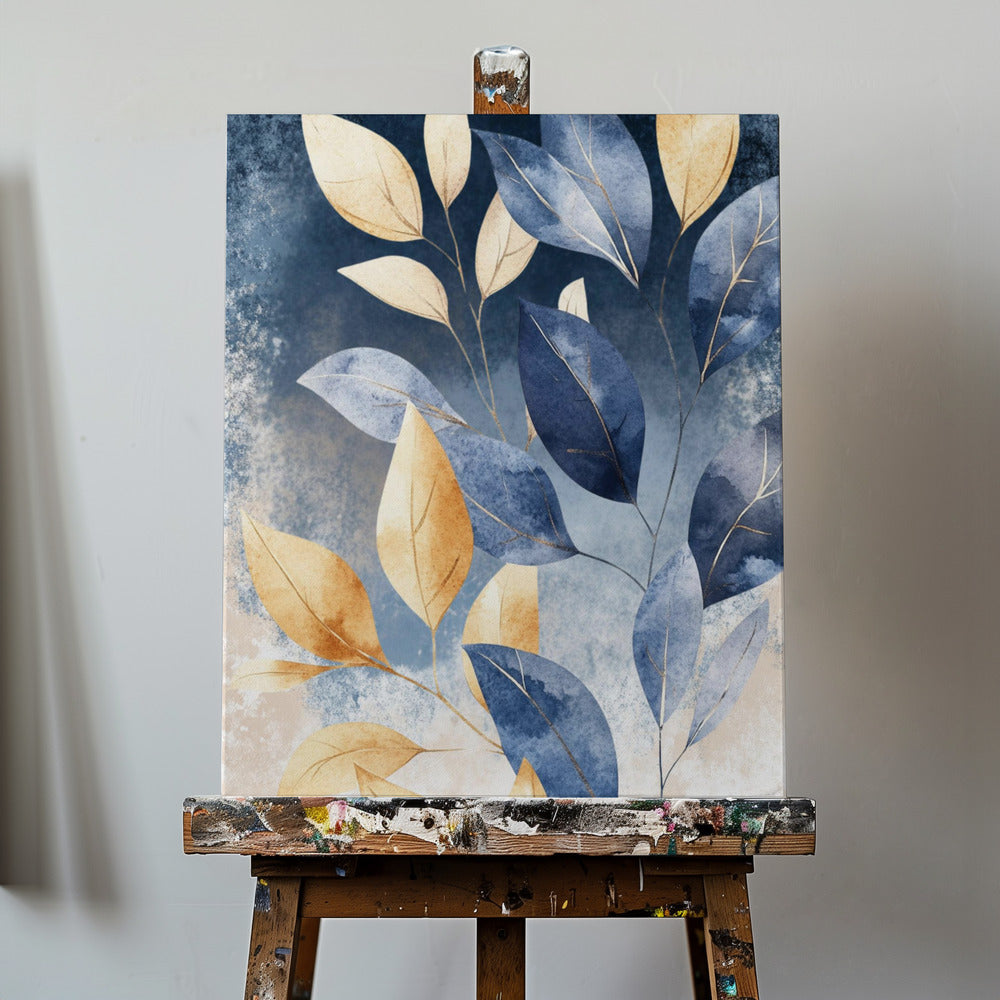 Canvas - Abstract Leaves in Blue 3