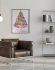 Plakat - Floral watercolor merry Christmas tree