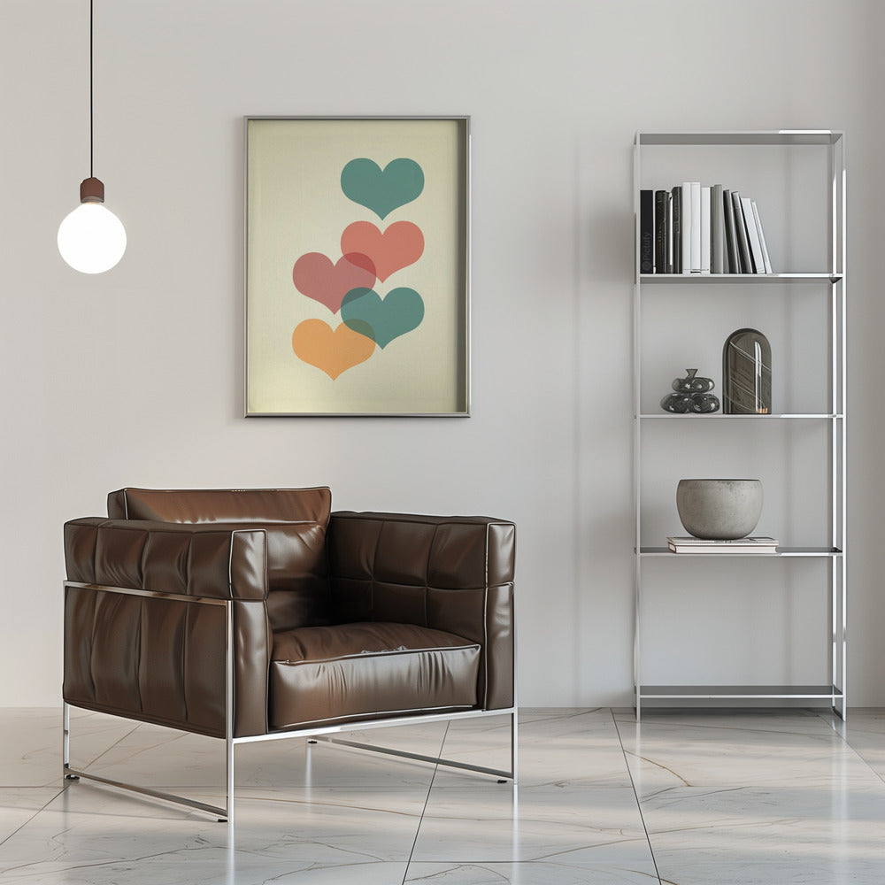 Plakat - Mid century hearts I