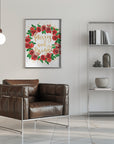 Plakat - Merry and bright wreath of red English roses