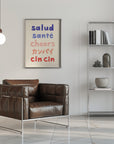 Plakat - Cheers Typography - Salud Santé Cheers Kanpai Cin cin