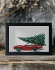 Plakat - Eighties car carrying a Christmas tree