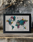 Plakat - Charleena world map with cities, Adventure awaits