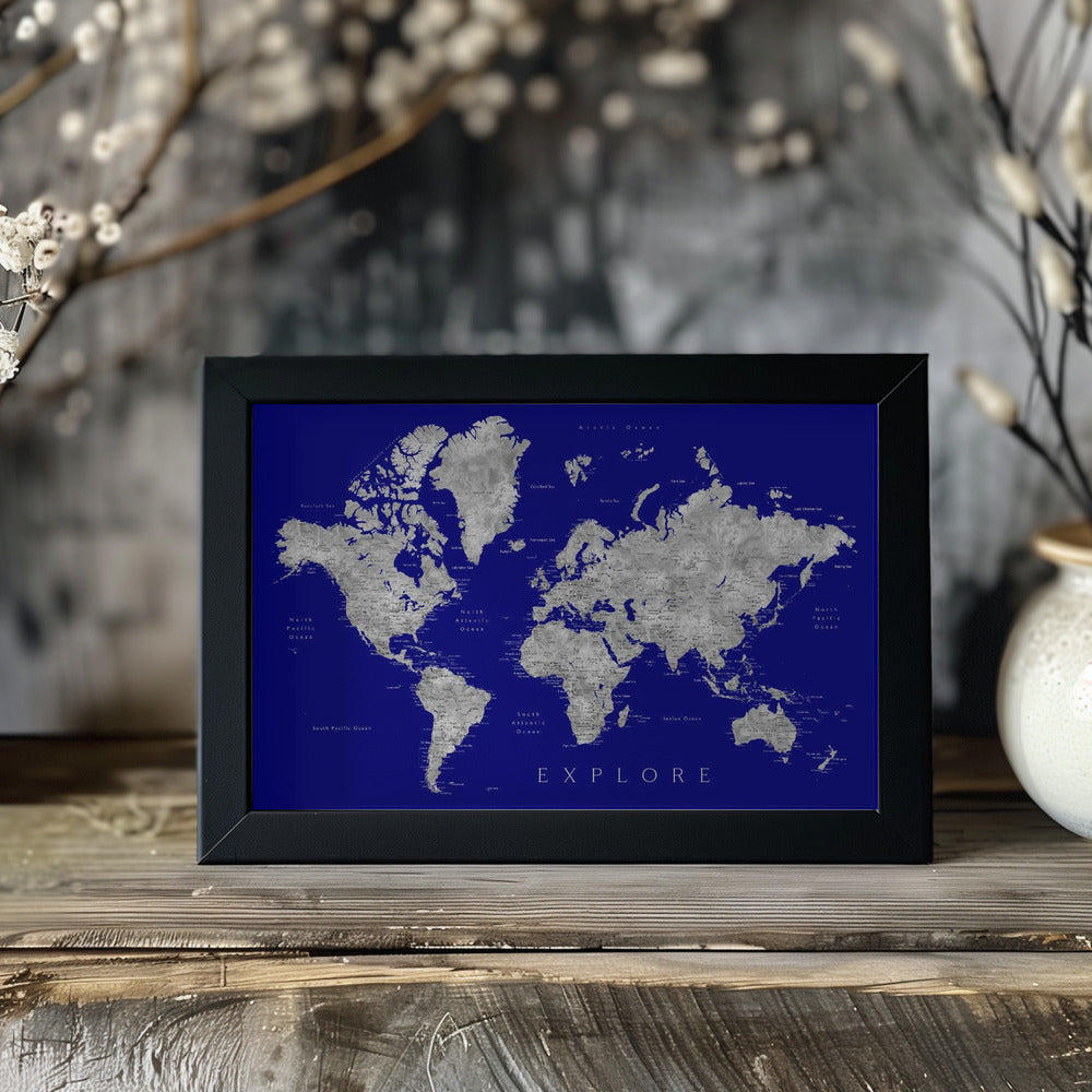 Plakat - Explore world map with cities, Valrie