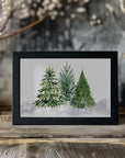 Plakat - Three watercolor Christmas trees