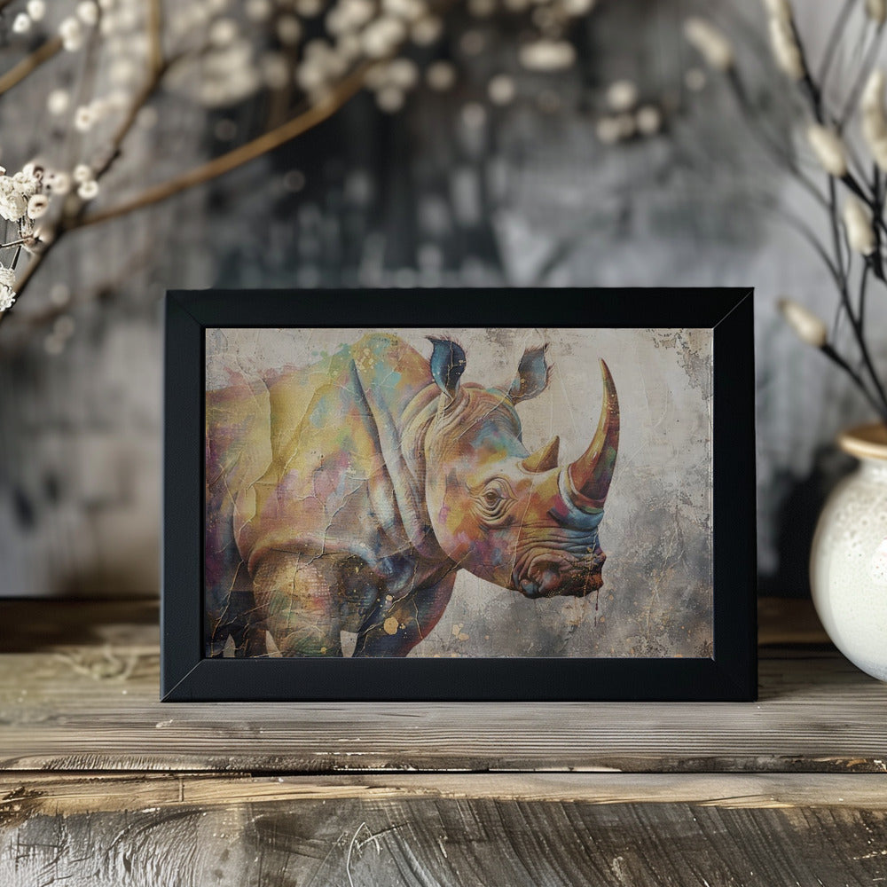 Plakat - Rhino Animal Vintage Art Illustration Wallart 02