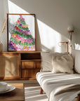 Plakat - Floral watercolor Christmas tree