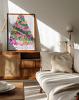 Plakat - Floral watercolor merry Christmas tree