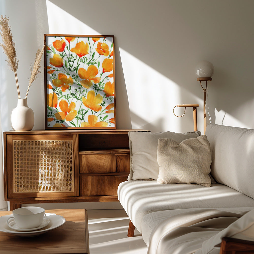 Plakat - Watercolor California poppies