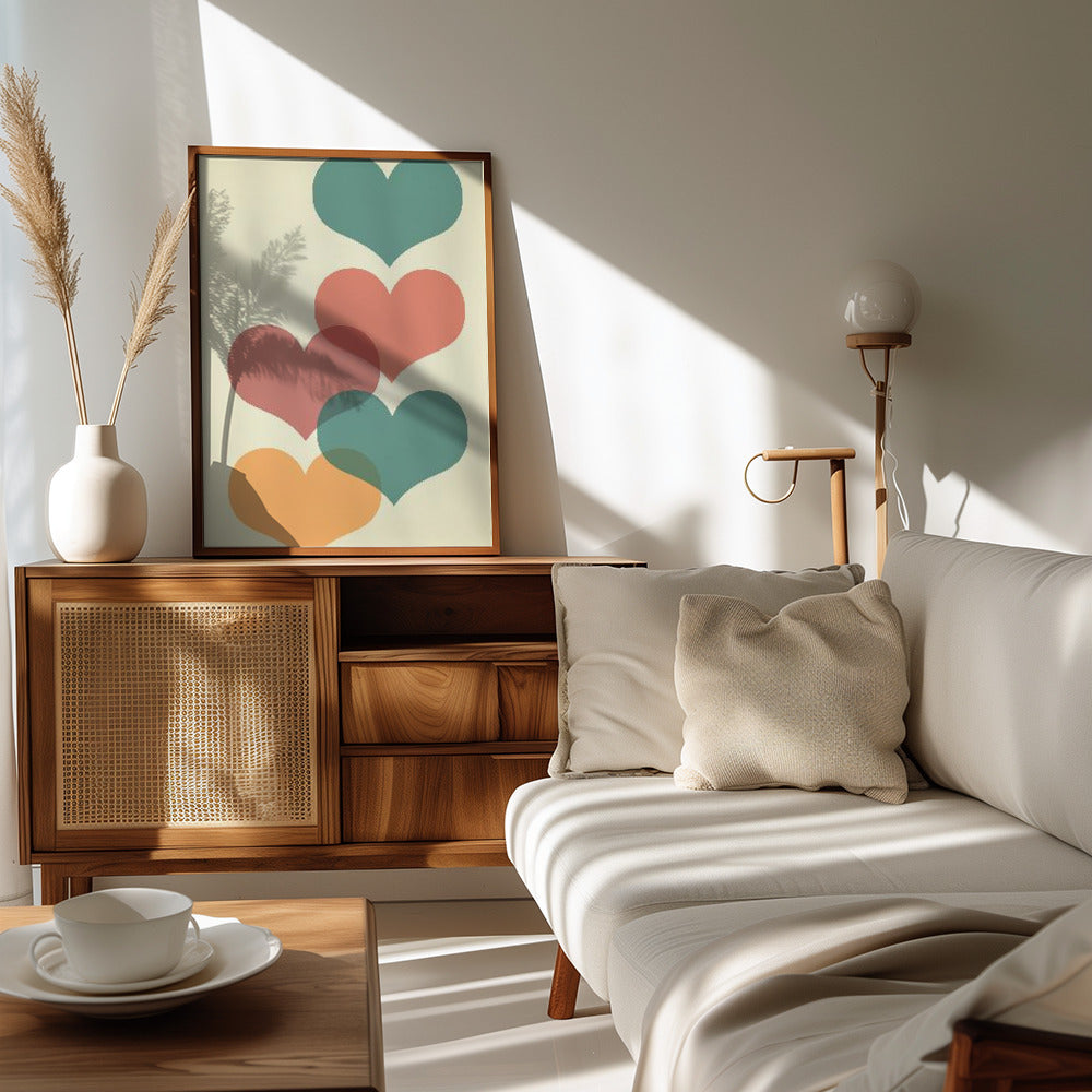 Plakat - Mid century hearts I