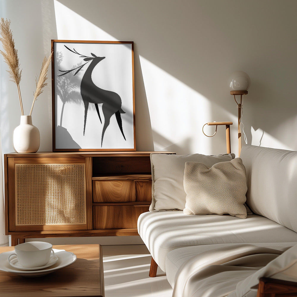 Plakat - Stylized retro deer (grey)