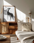 Plakat - Stylized retro deer (grey)