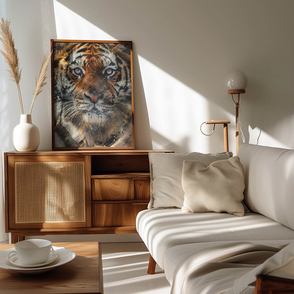 Poster - Tiger Animal Vintage Art Illustration Wallart 04