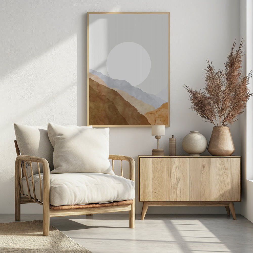 Plakat - Boho moon and mountains