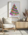 Plakat - Floral watercolor Christmas tree