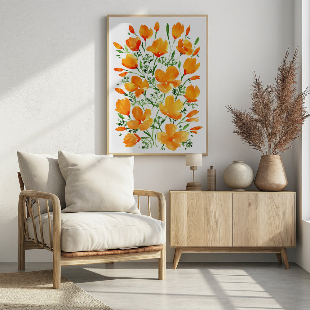 Plakat - Watercolor California poppies