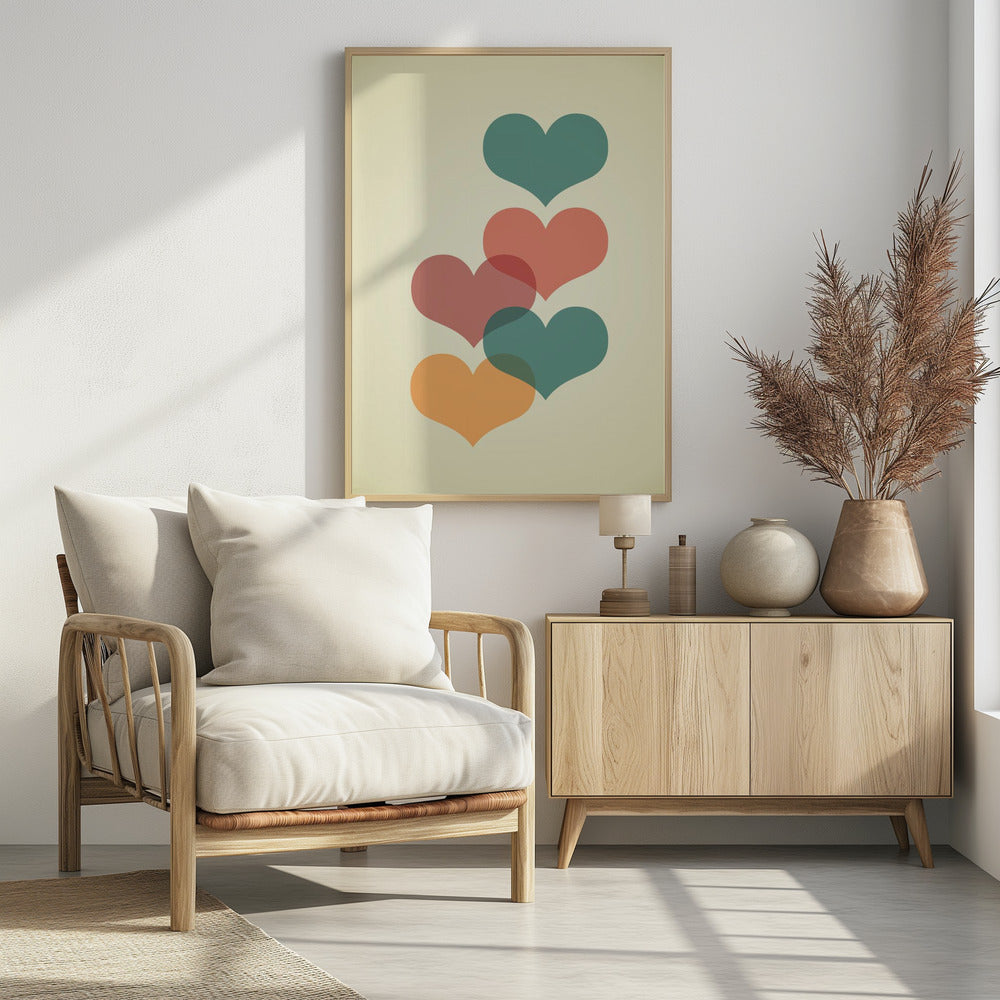 Plakat - Mid century hearts I