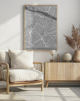 Plakat - Map of Zaragoza downtown (Spain) in gray vintage style