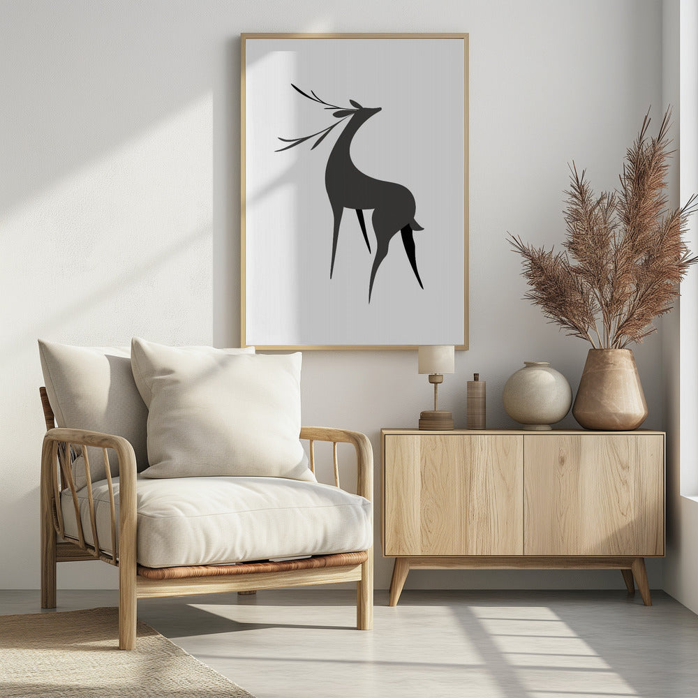 Plakat - Stylized retro deer (grey)