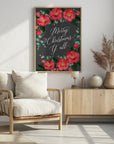 Plakat - Watercolor camellias Merry Christmas Y'all