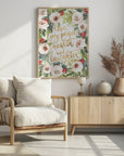 Plakat - Holiday wishes with roses and berries