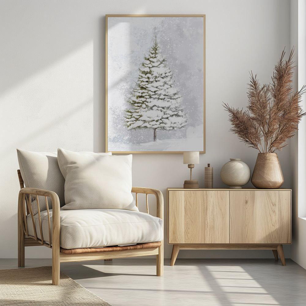 Plakat - Lone fir in the snow