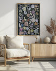 Plakat - Ragni moody flowers in white