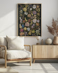 Plakat - Ragni moody flowers in gold