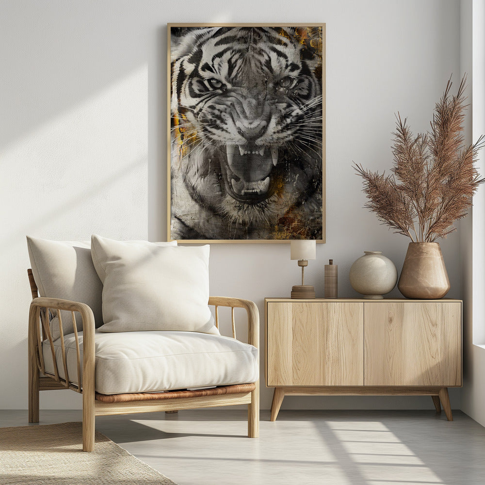 Poster - Tiger Animal Vintage Art Illustration Wallart 09