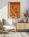 Plakat - Amaretto Flamingo Art Deco Italian Cafe Travel Art