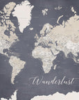 Plakat - Wanderlust world map Glyn