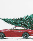 Plakat - Eighties car carrying a Christmas tree